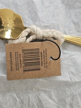 Creative Co-Op Gold and Cream Braided Handle Coffee Spoon Set